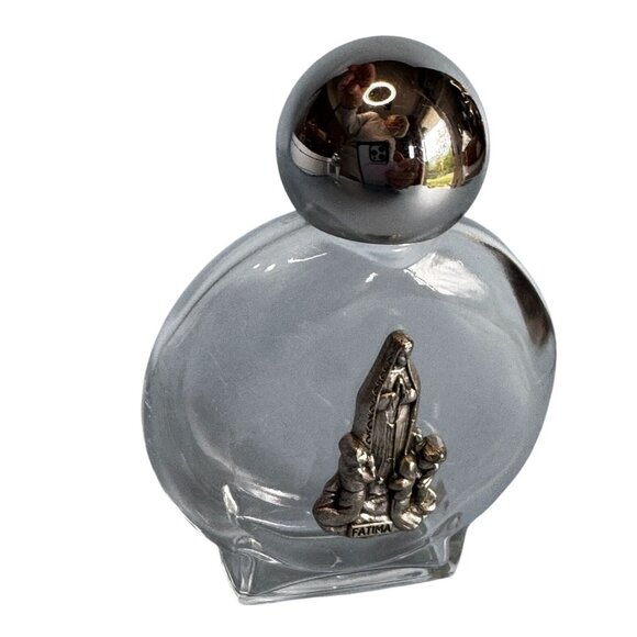 Our Lady Of Fatima Religious Glass Bottles Silver Tone Medallions Decorative Pai - Picture 5 of 9